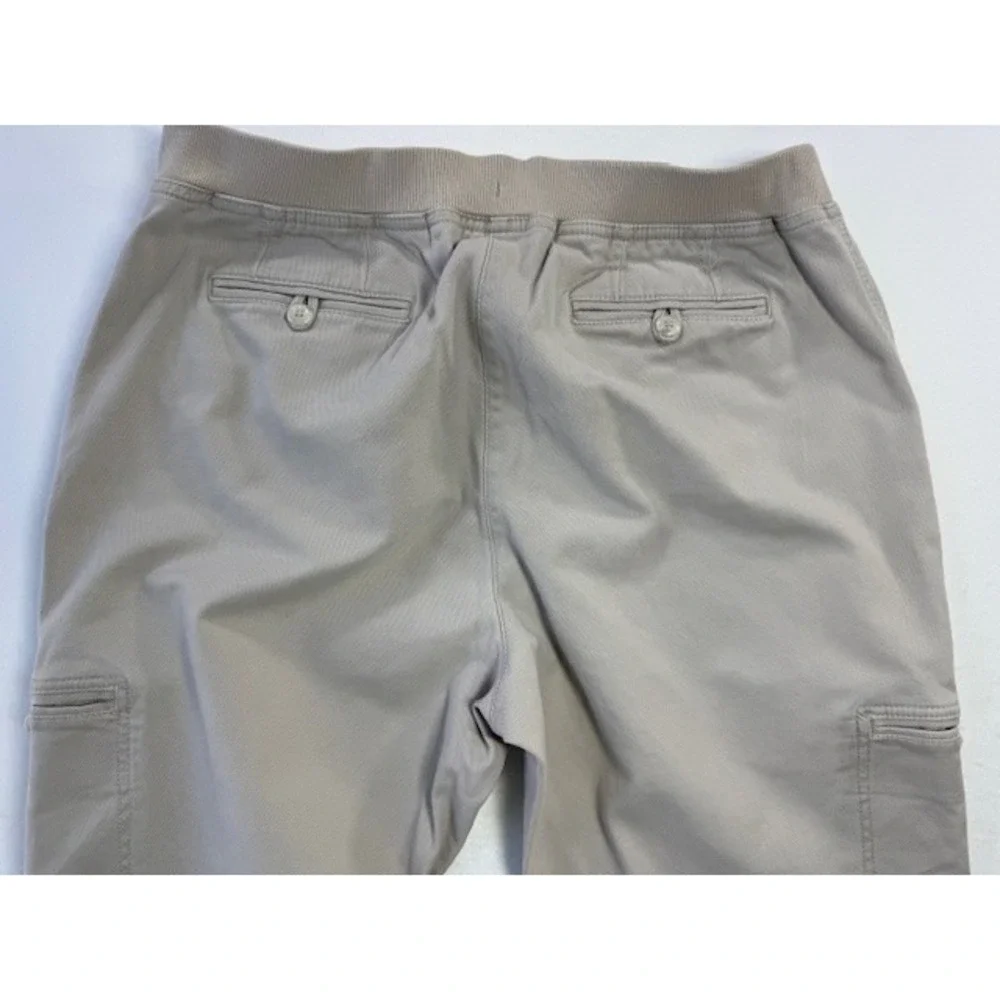 LL Bean Cargo Pants Womens 14 PET Khaki Classic Fit Elastic Waist 282466 Utility